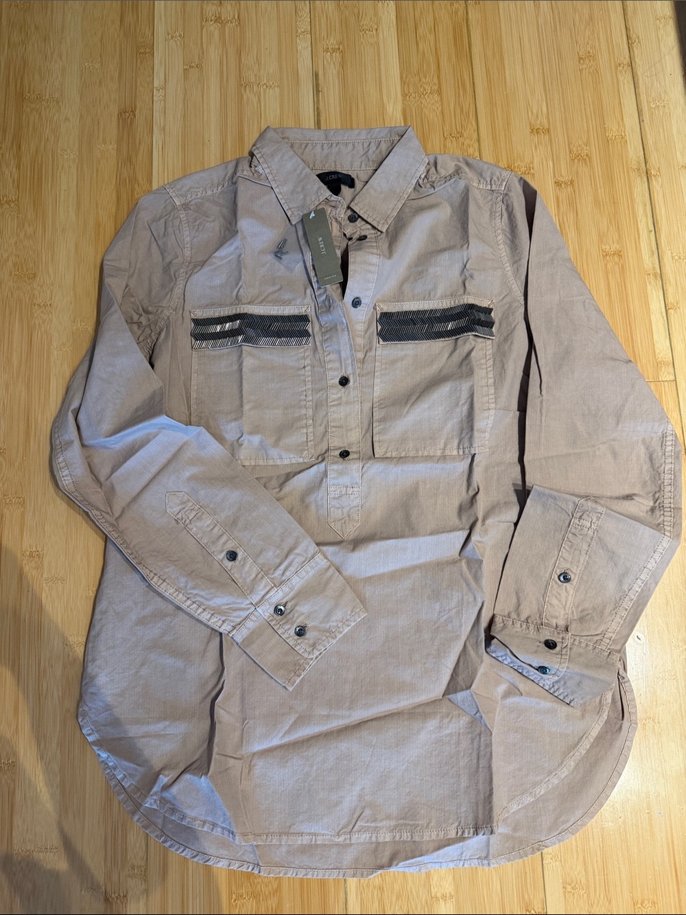 J. Crew Warm Taupe Women's Long-Sleeve Tunic Shirt